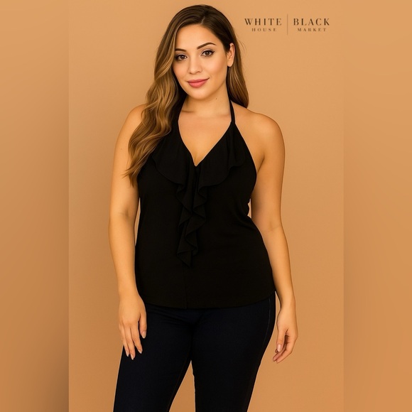 White House Black Market Tops - WHBM Ruffle Front Halter Tie-back & Backless Blouse